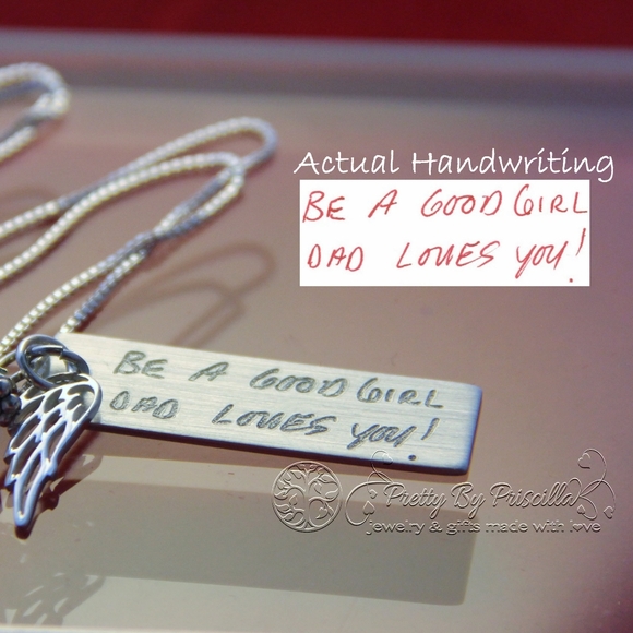 Memorial Jewelry Engraved Actual Handwriting - Picture 3 of 3